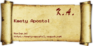 Kmety Apostol névjegykártya